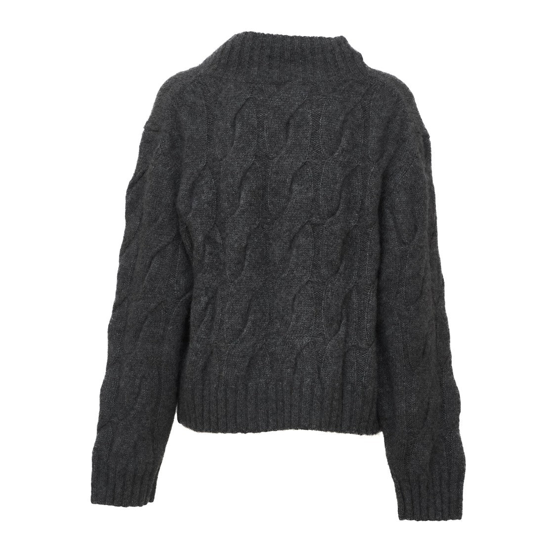 Allude Cable-Knit Cashmere Silk V-Neck Sweater