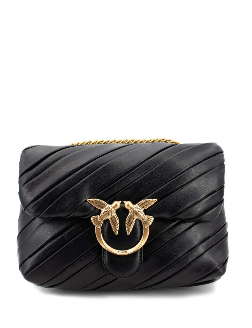 Pinko Pleated Shoulder Bag With Antique Gold Accent