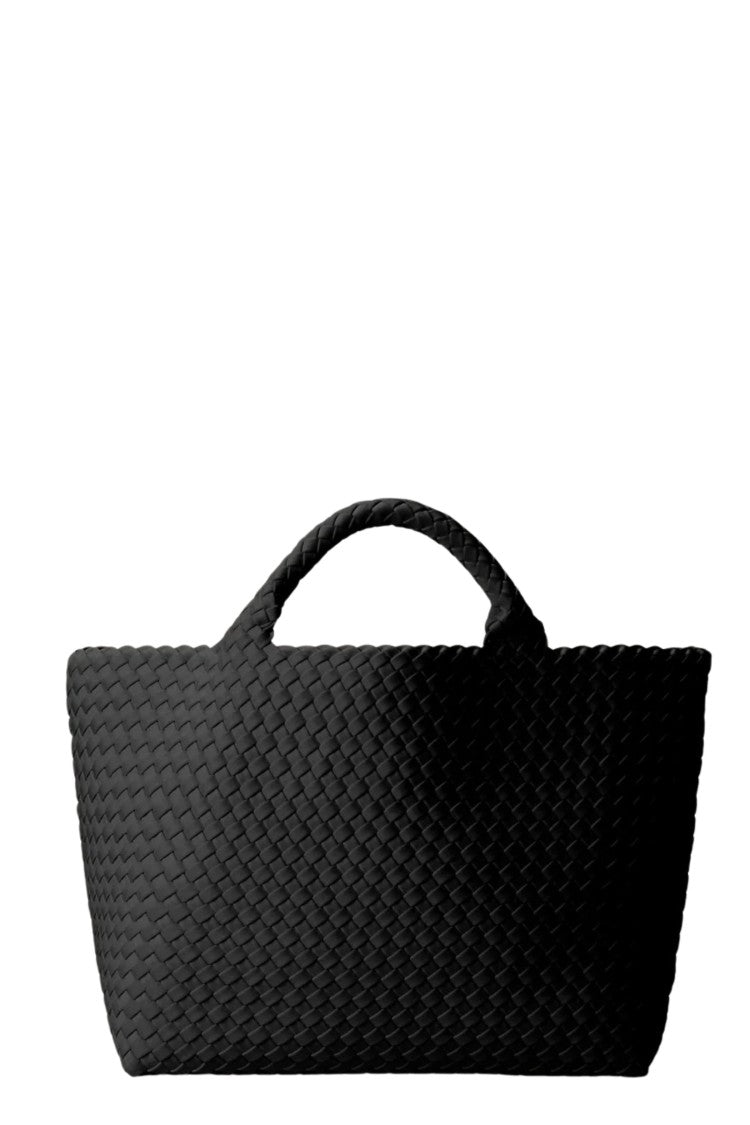 Naghedi Black St Barths Medium Woven Neoprene Tote Bag