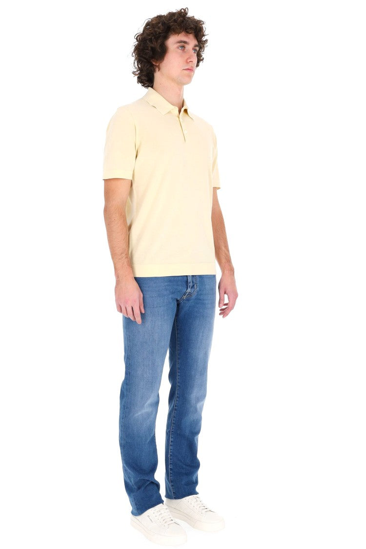 Drumohr Yellow Ice Cotton Frosted Polo Shirt