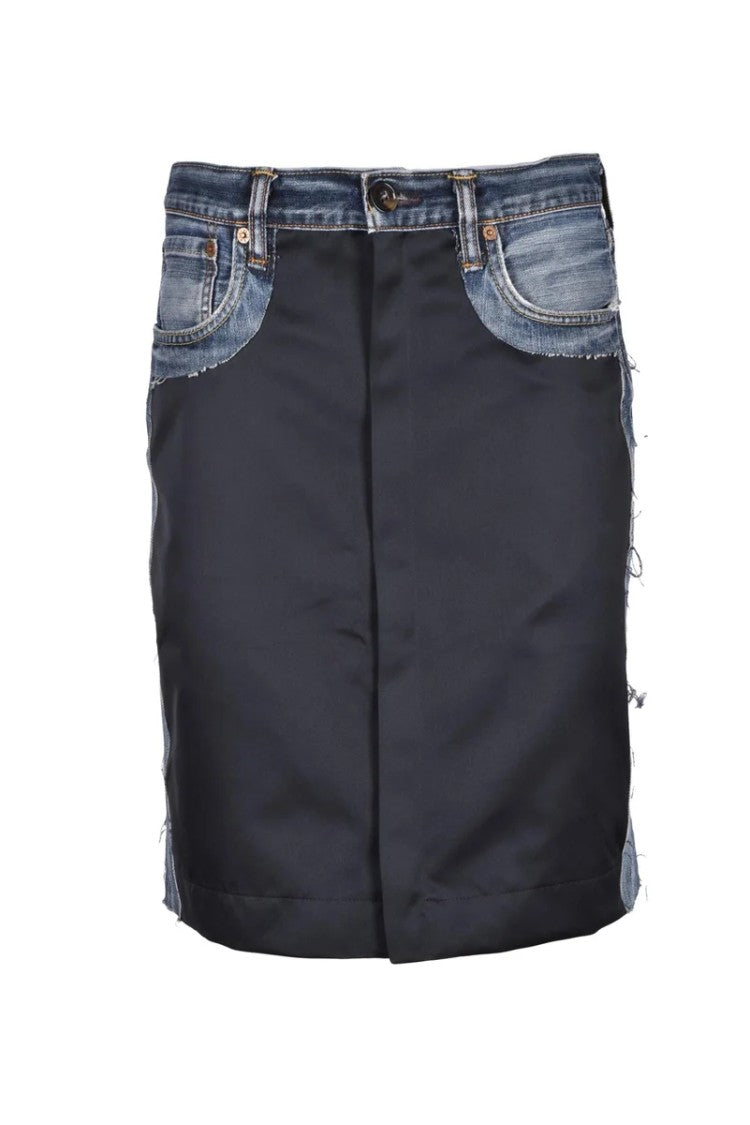 Lutz Huelle Mini Patchwork Skirt - Blue/Black