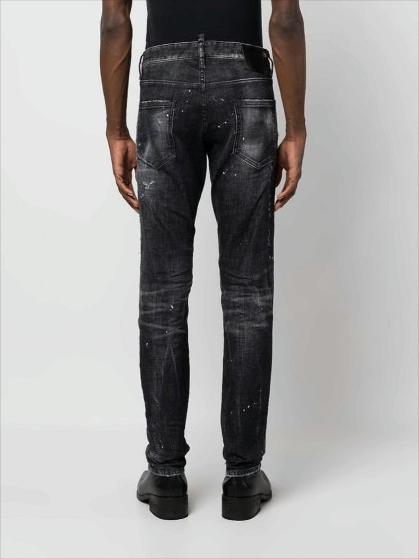 Dsquared2 Distressed Black Slim-Fit Denim Pants