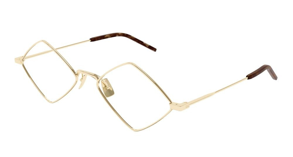 Saint Laurent Gold Geometric Metal Eyeglasses