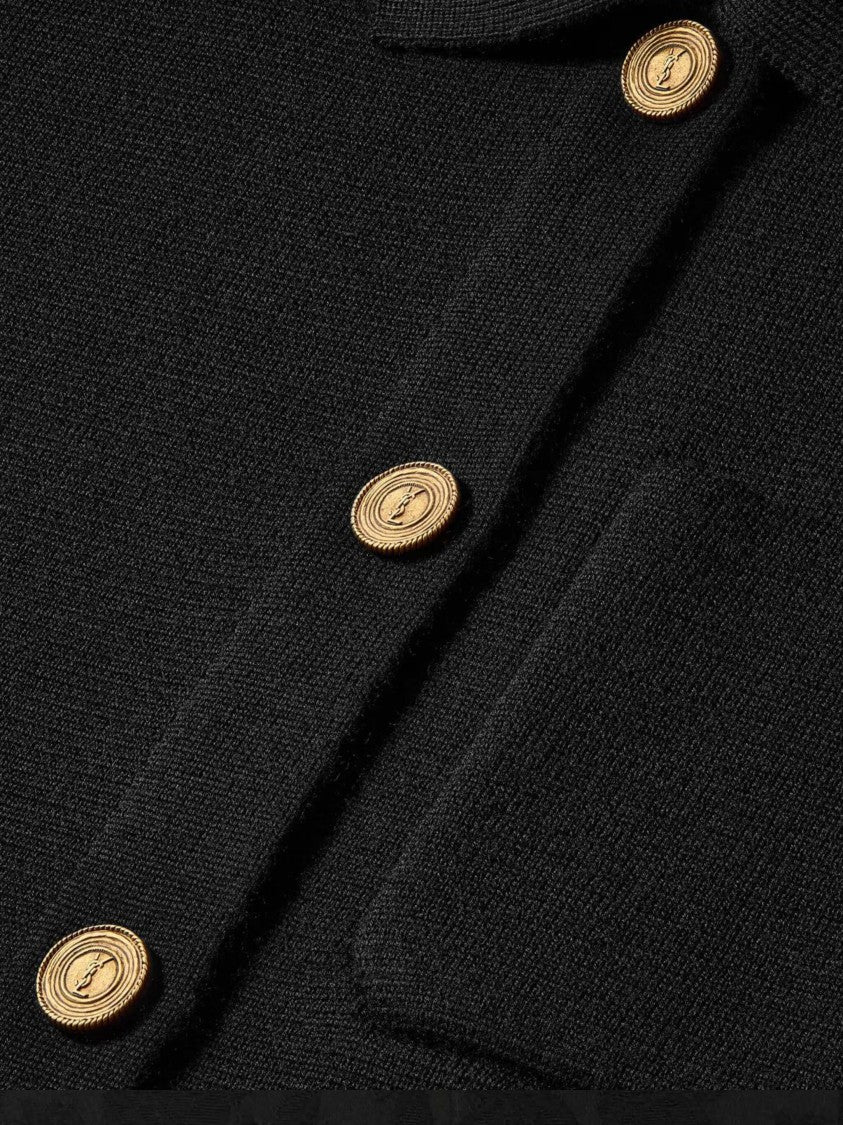 Saint Laurent Tailored Short Gold-Button Jacket