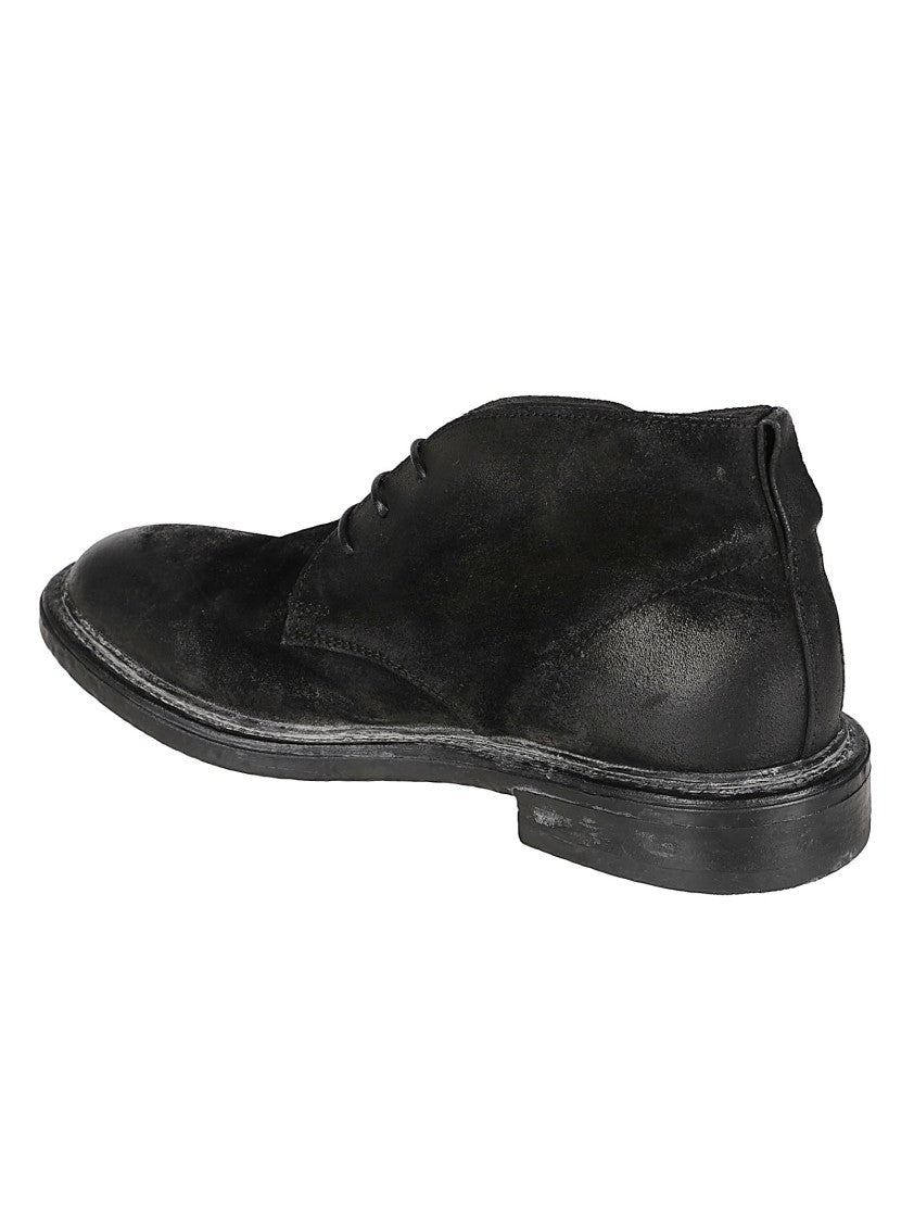 Moma Minimalist Black Calf Leather Ankle Boots