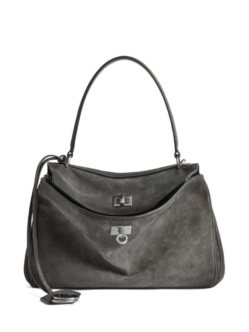 Balenciaga Structured Grey Handbag With Top Handle And Detachable Strap