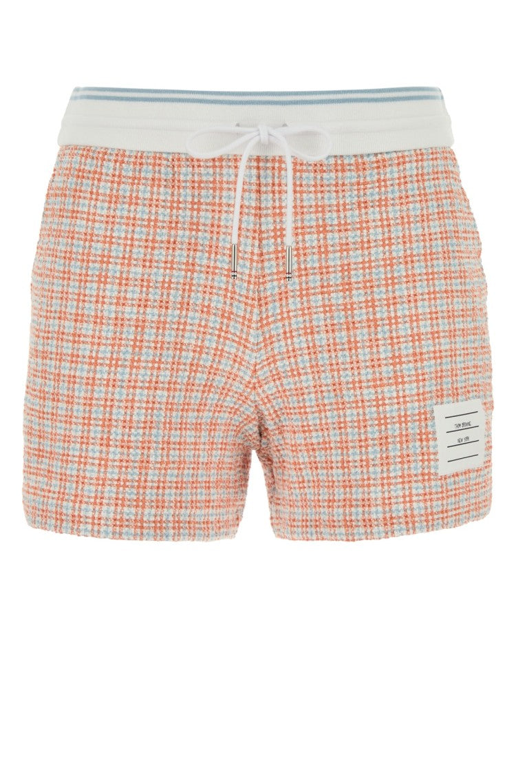 Thom Browne Textured Plaid Women's Shorts With Drawstring Waistband