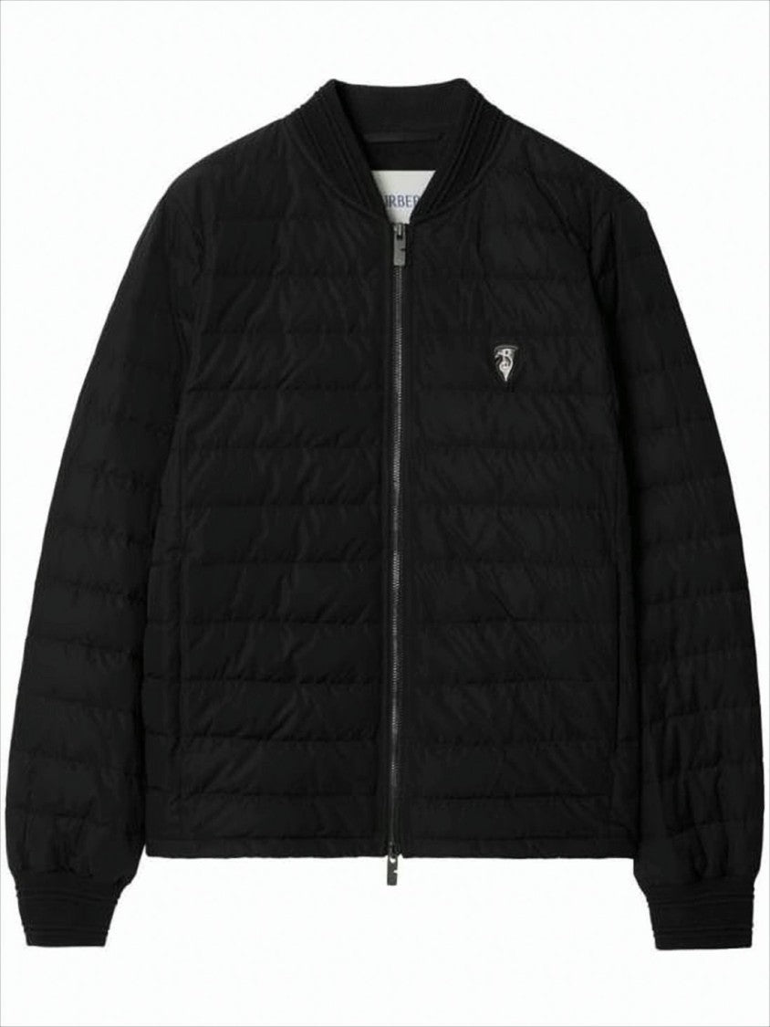 Burberry Quilted Bomber Jacket With Ribbed Accents
