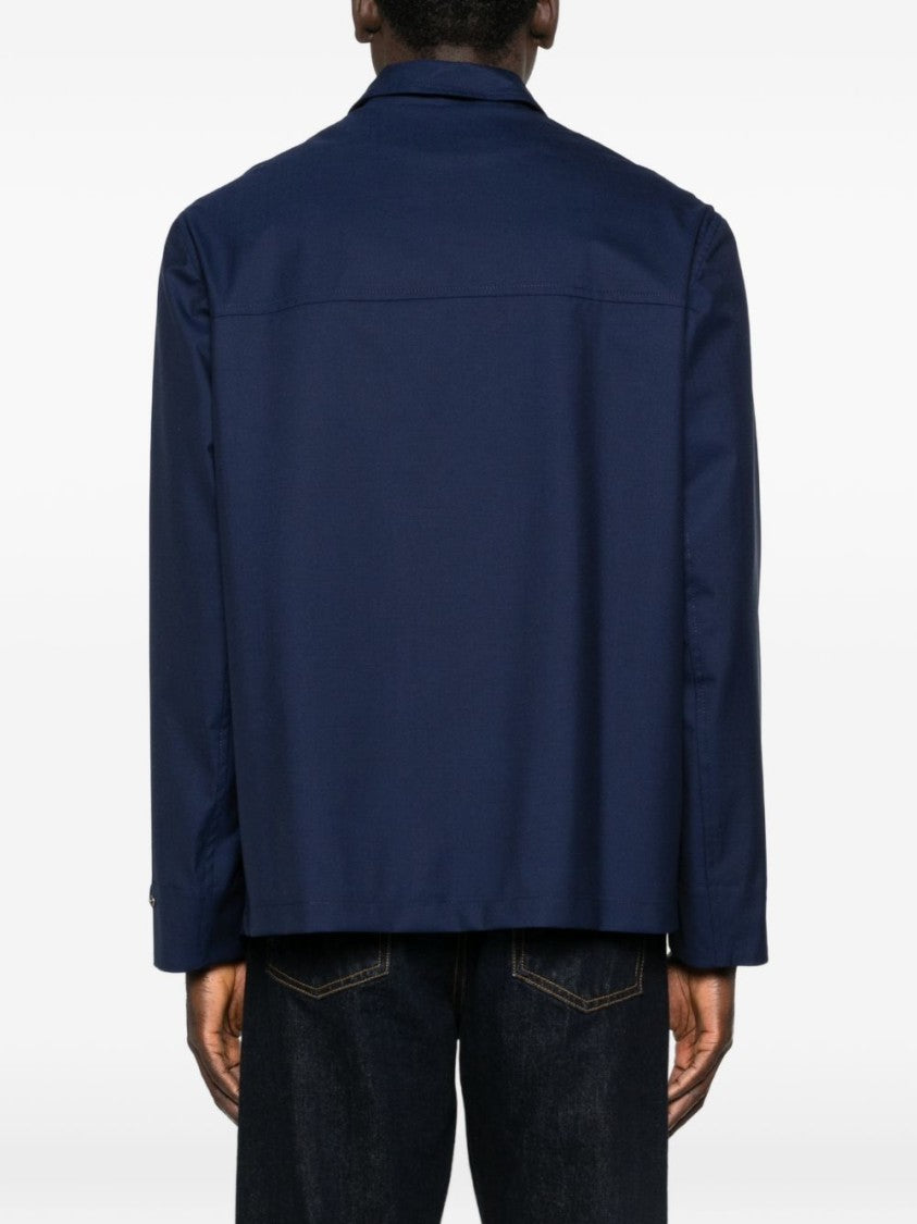 Brunello Cucinelli Blue Technical Cotton Gabardine Jacket