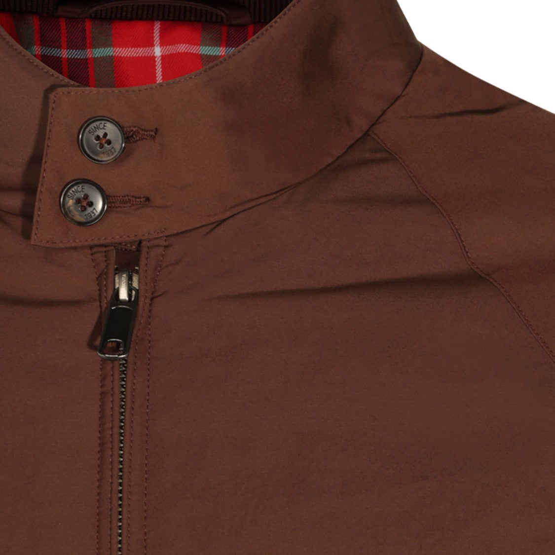 Baracuta Classic Bomber Jacket With Stand Collar And Tartan Lining