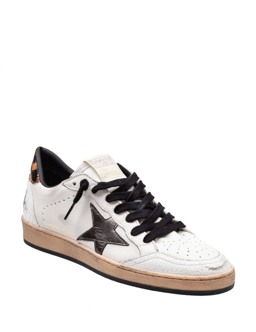 Golden Goose White/Grey Ballstar Leather Sneakers