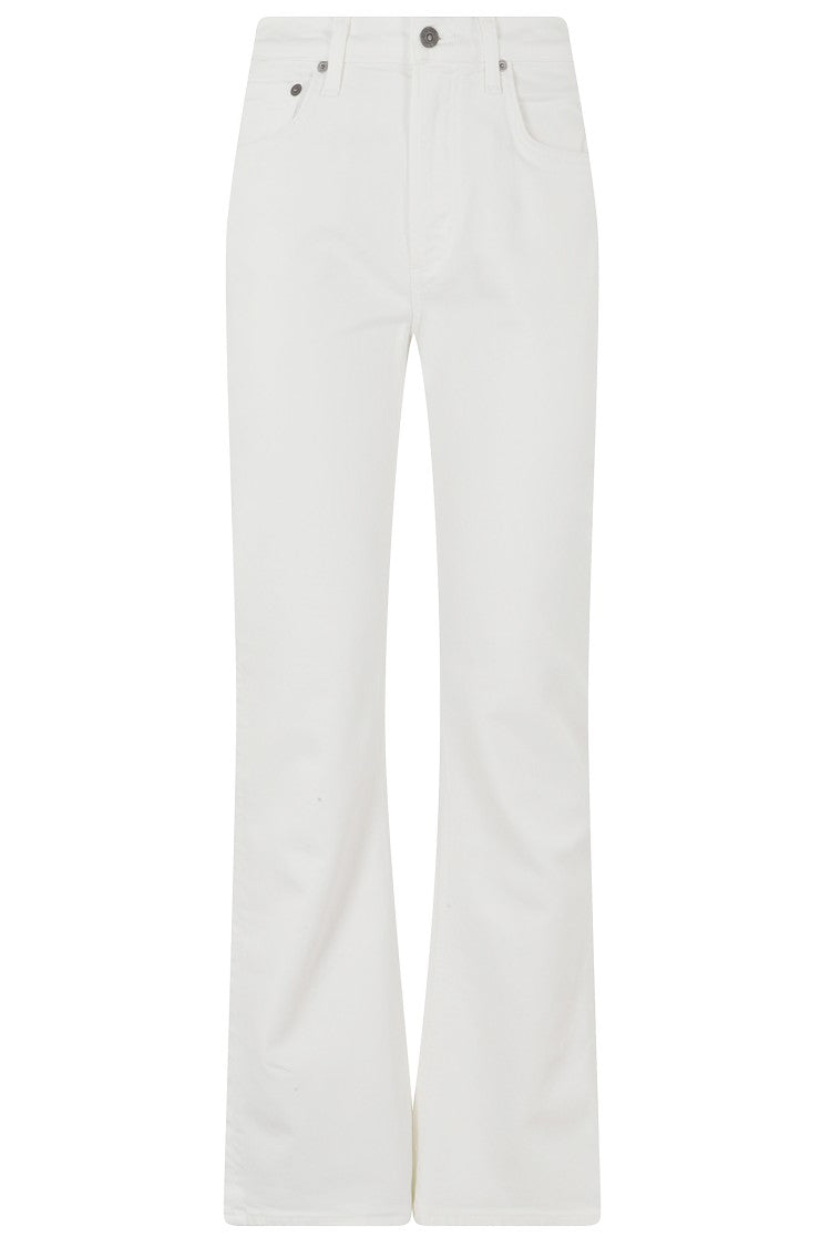 Citizens Of Humanity White Goldie Kick Flare Five-Pocket Cotton Jeans