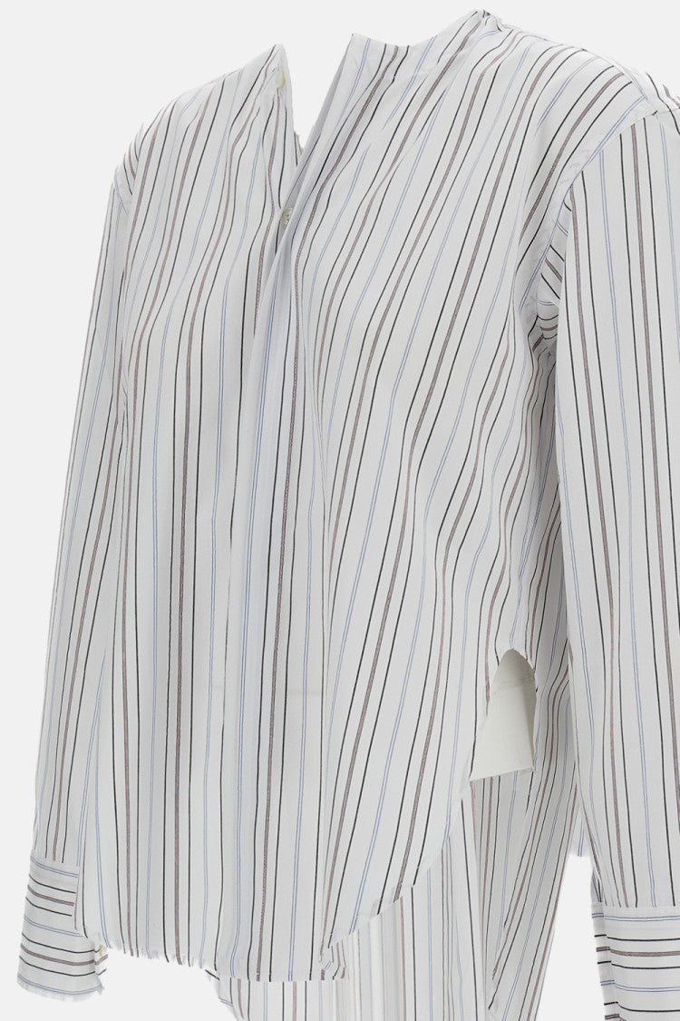 Plan C Multicolor Cotton Poplin Scarf Shirt