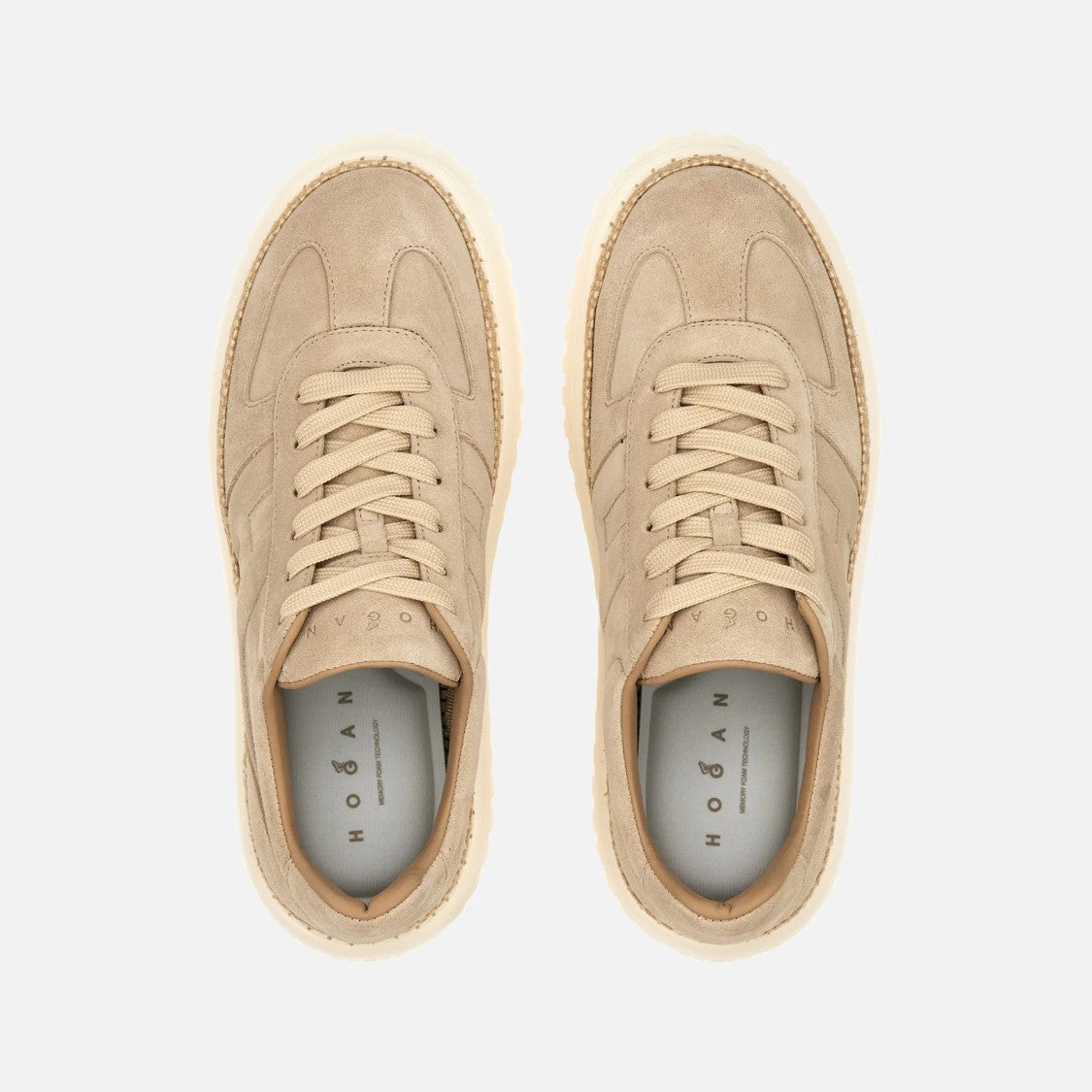 Hogan Light Biscuit H710 H-Stripes Basket Sneakers