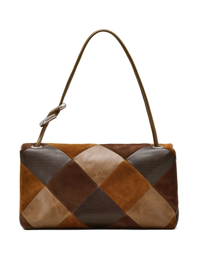 Marc Jacobs Patchwork Shoulder Bag In Rich Brown Calf Leather
