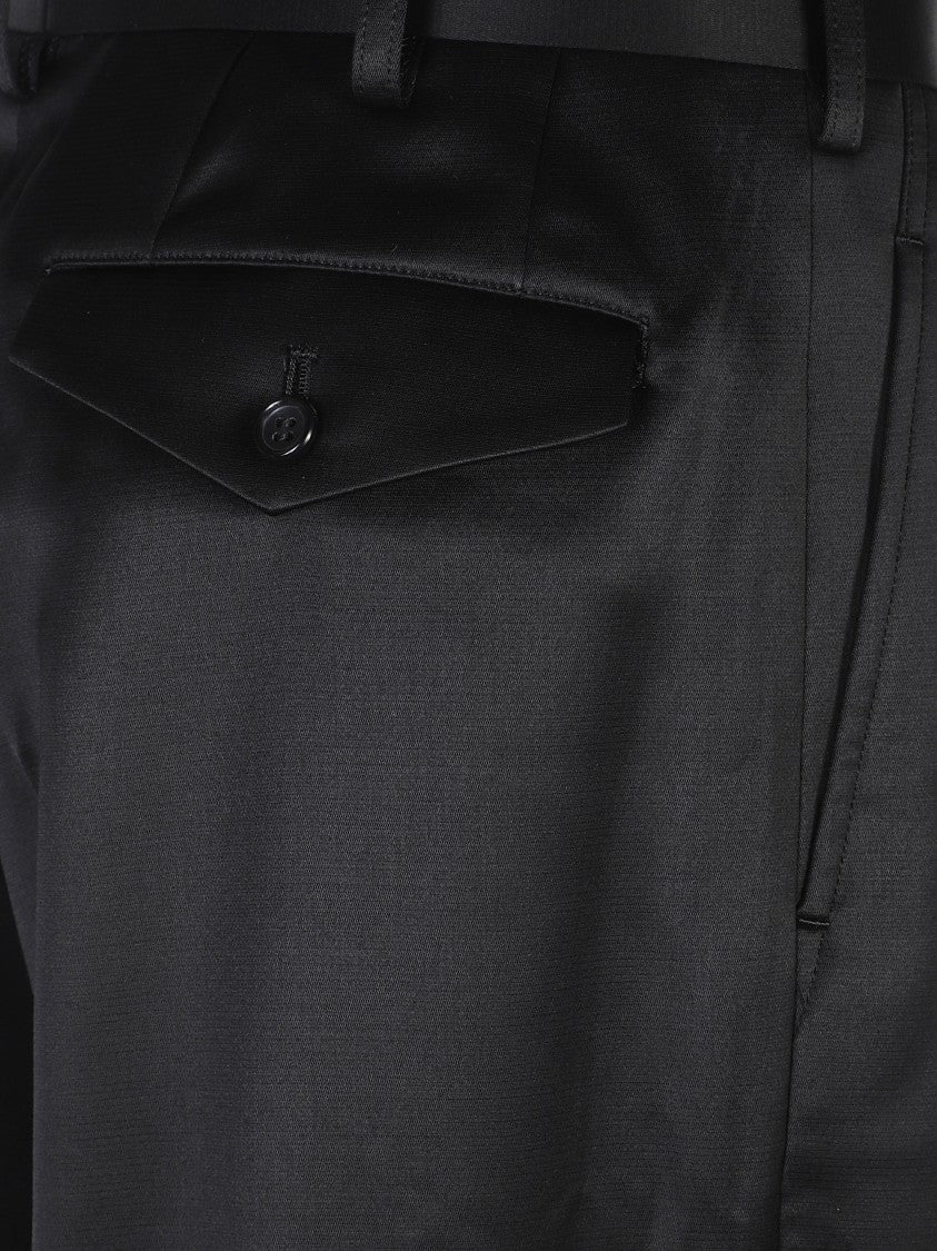 Junya Watanabe Black Belt Loops Wool Straight-Leg Pants
