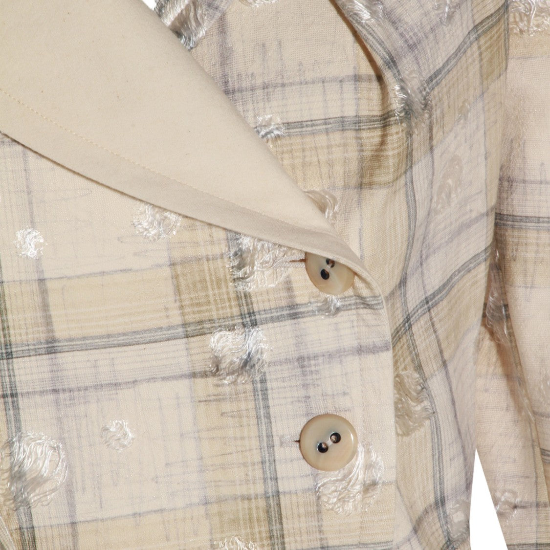 Vivienne Westwood Beige Plaid Tailored Jacket With Silver Floral Embroidery