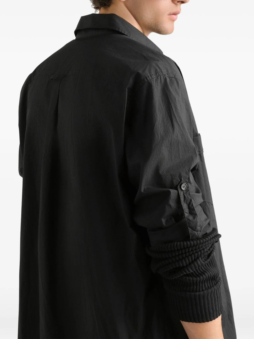 Dolce & Gabbana Long-Sleeve Black Cotton Button Tab Shirt