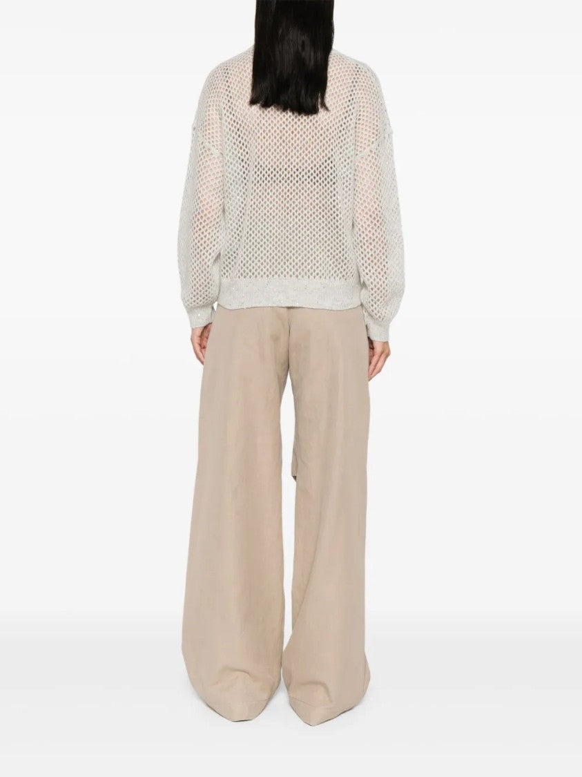 Brunello Cucinelli Open-Weave Knit Sweater With Relaxed Fit