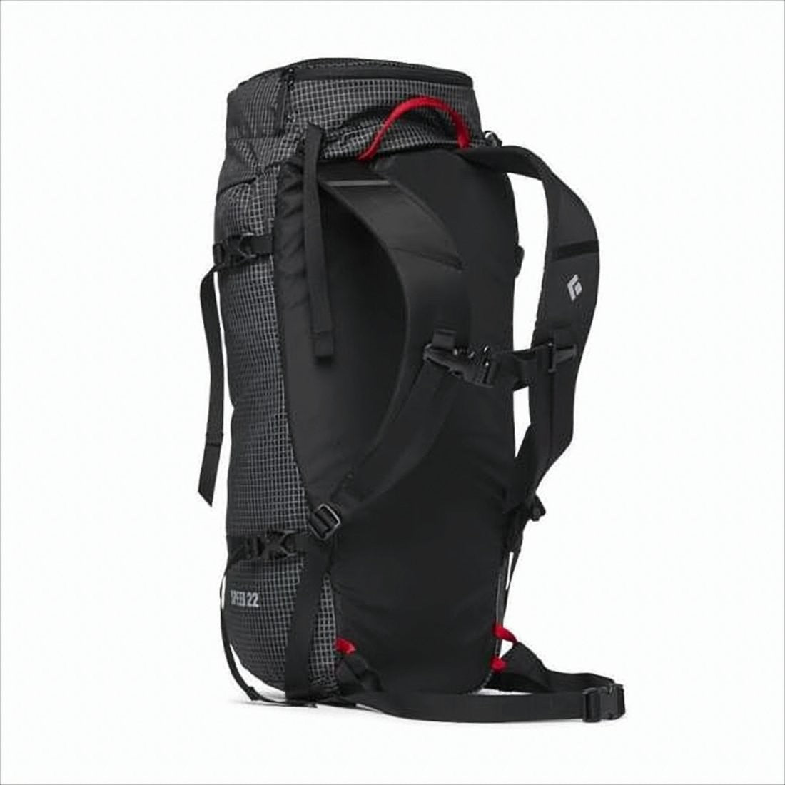 Black Diamond Grid-Patterned Nylon Backpack With Compression Straps And Padded Shoulder Support