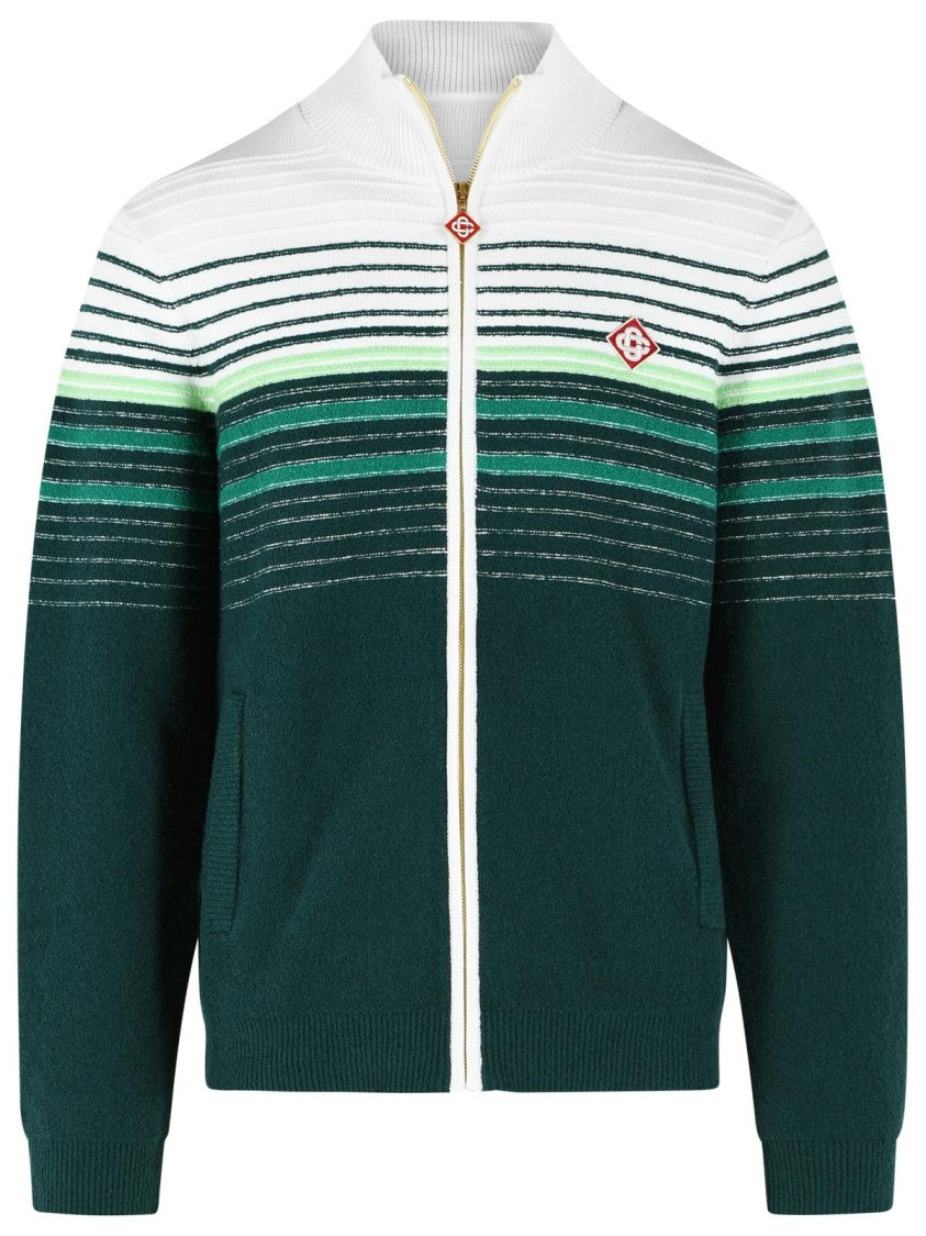 Casablanca Green Cotton Blend Sporty Jacket With Zip