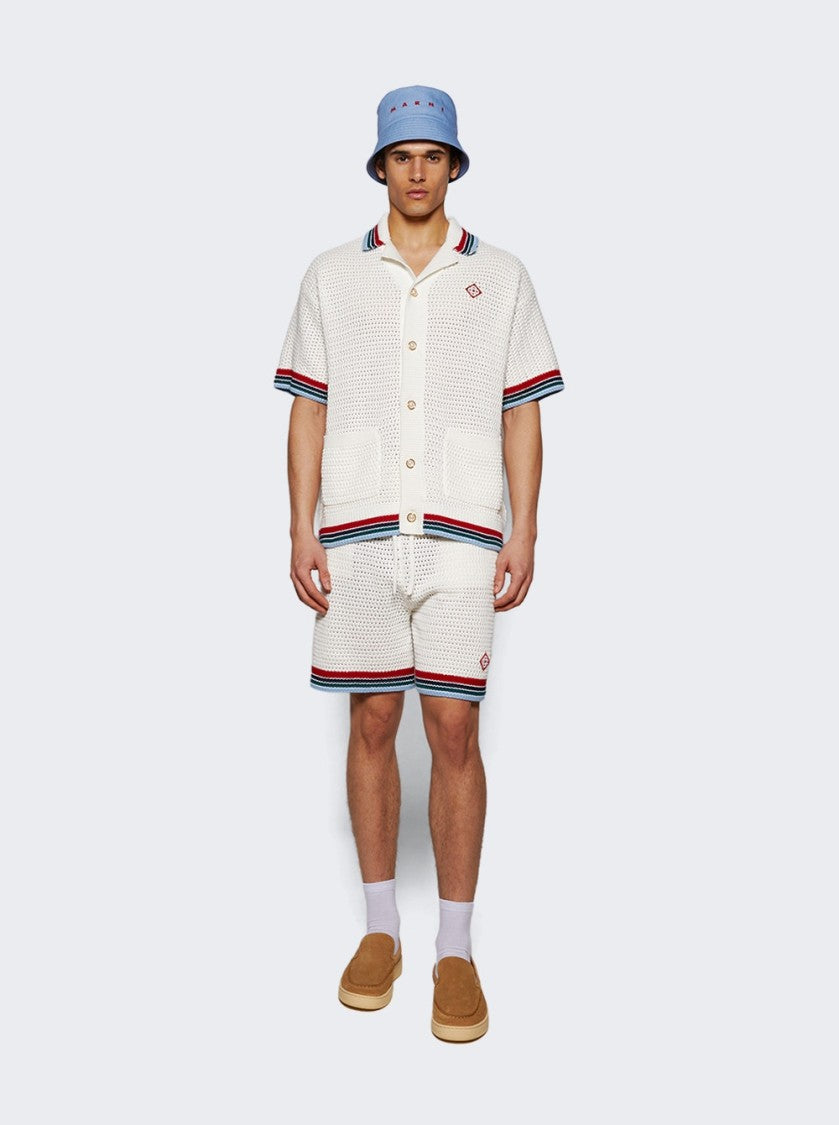 Casablanca Sporty Faux Crochet Shirt White