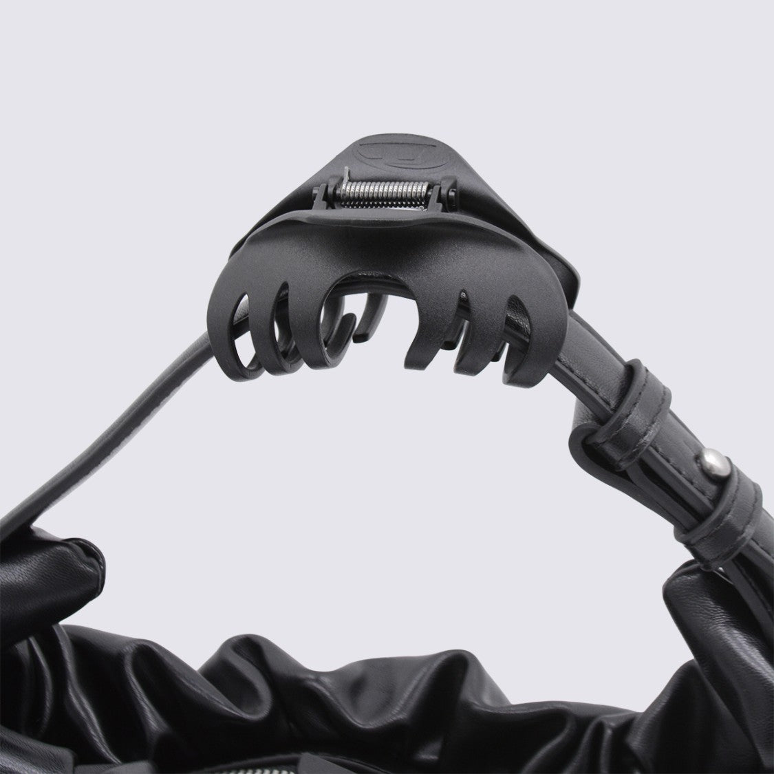 Diesel Ruched Black Bag With Adjustable Claw Clasp