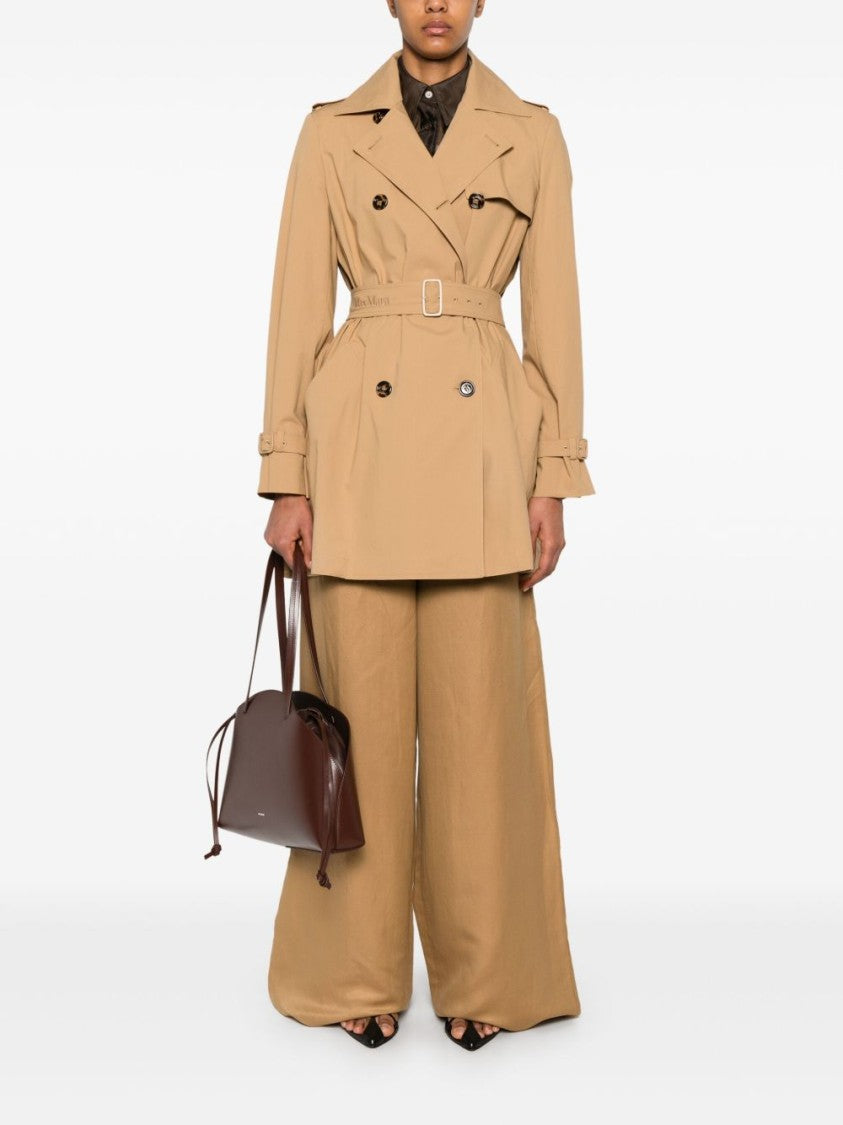 Max Mara Sand Brown Double-Breasted Trench Coat