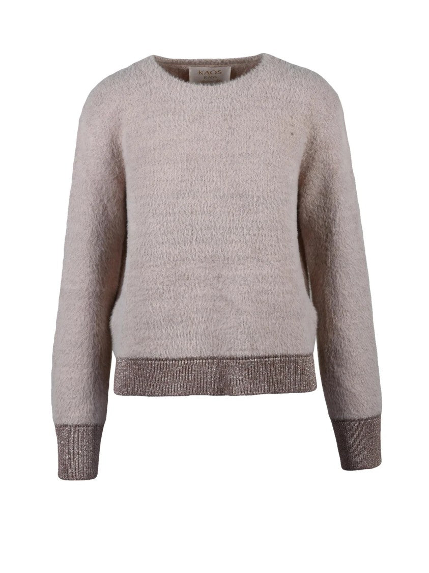 Kaos Pink Luminous Lamé Polyamide-Blend Crewneck Sweater