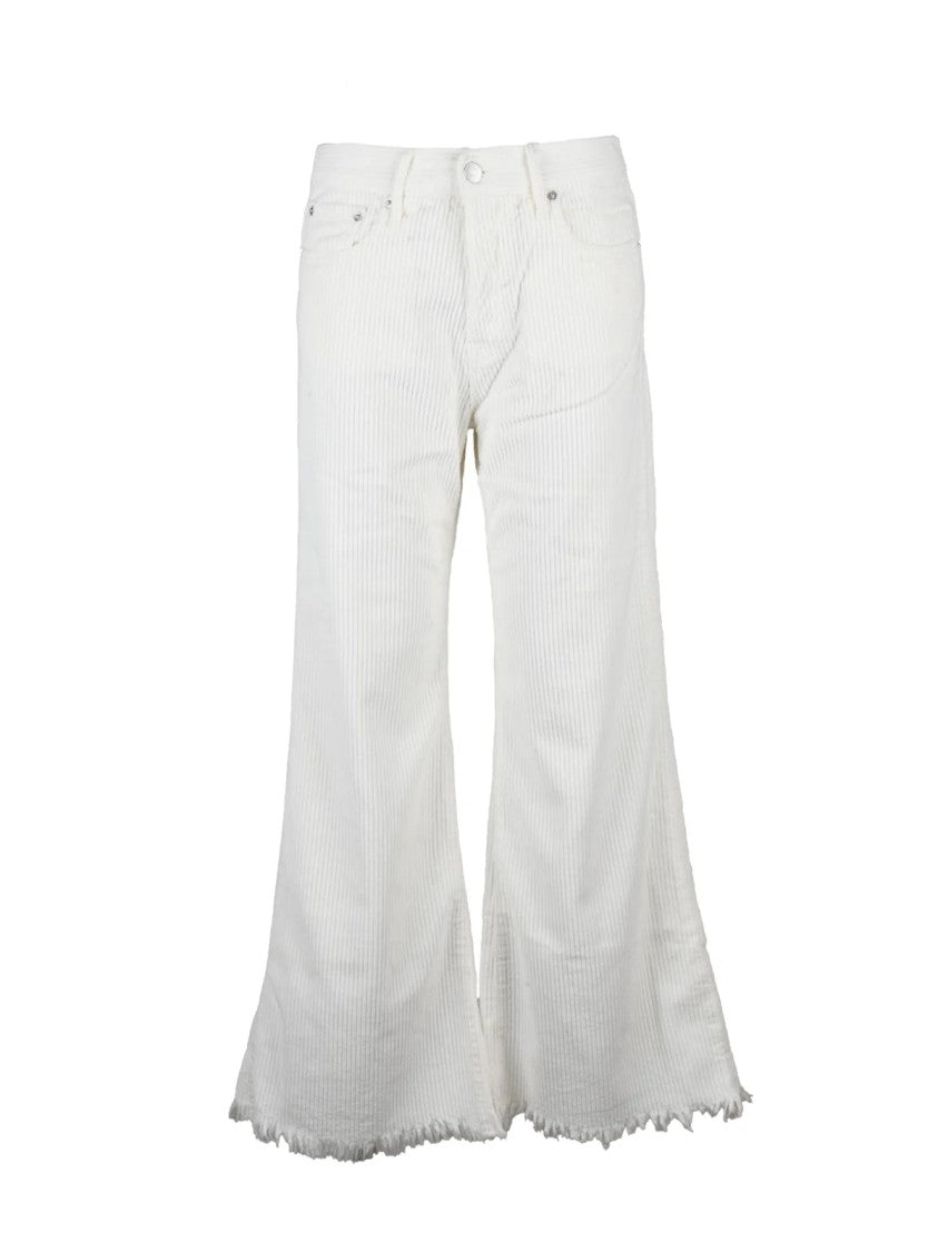 Cycle Wide Leg White Jeans With Vertical Stripe Texture