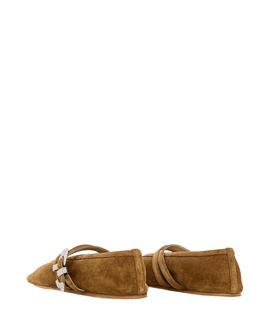 Le Monde Béryl Brown Suede Strappy Claudia Ballet Flats