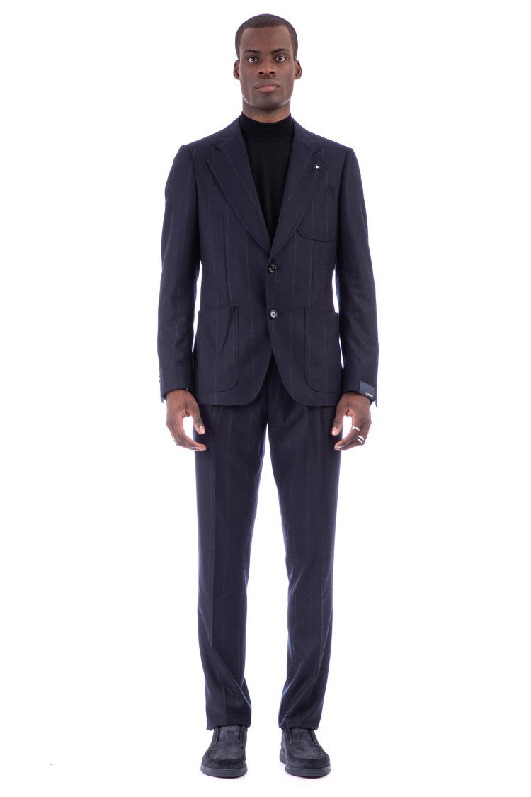 Lardini Pinstripe Wool-Cashmere Loro Piana Suit Attitude Line