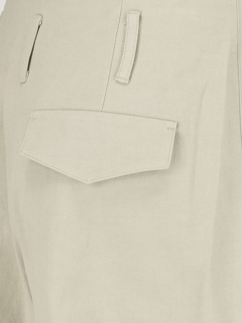 Low Classic Beige Tailored Pleated Straight-Leg Pants