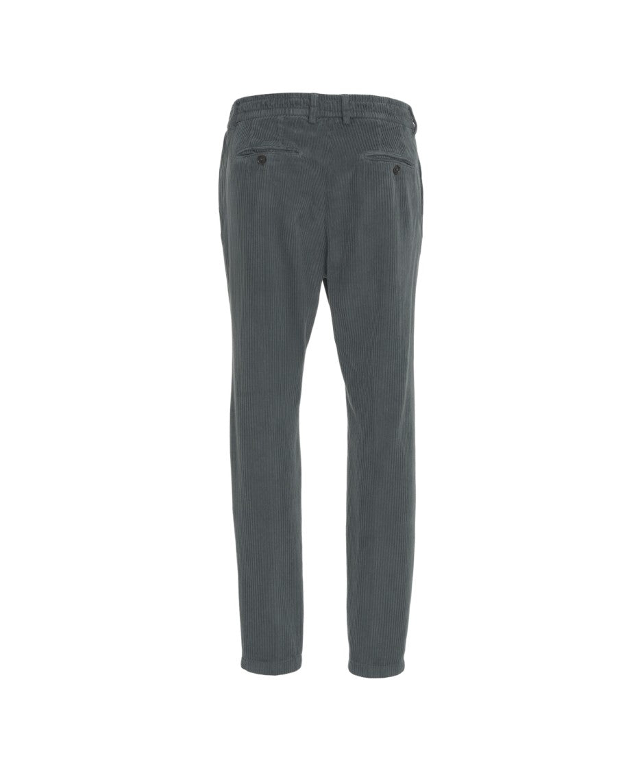 Cruna Tailored Grey Corduroy Trousers With Marked Pleats