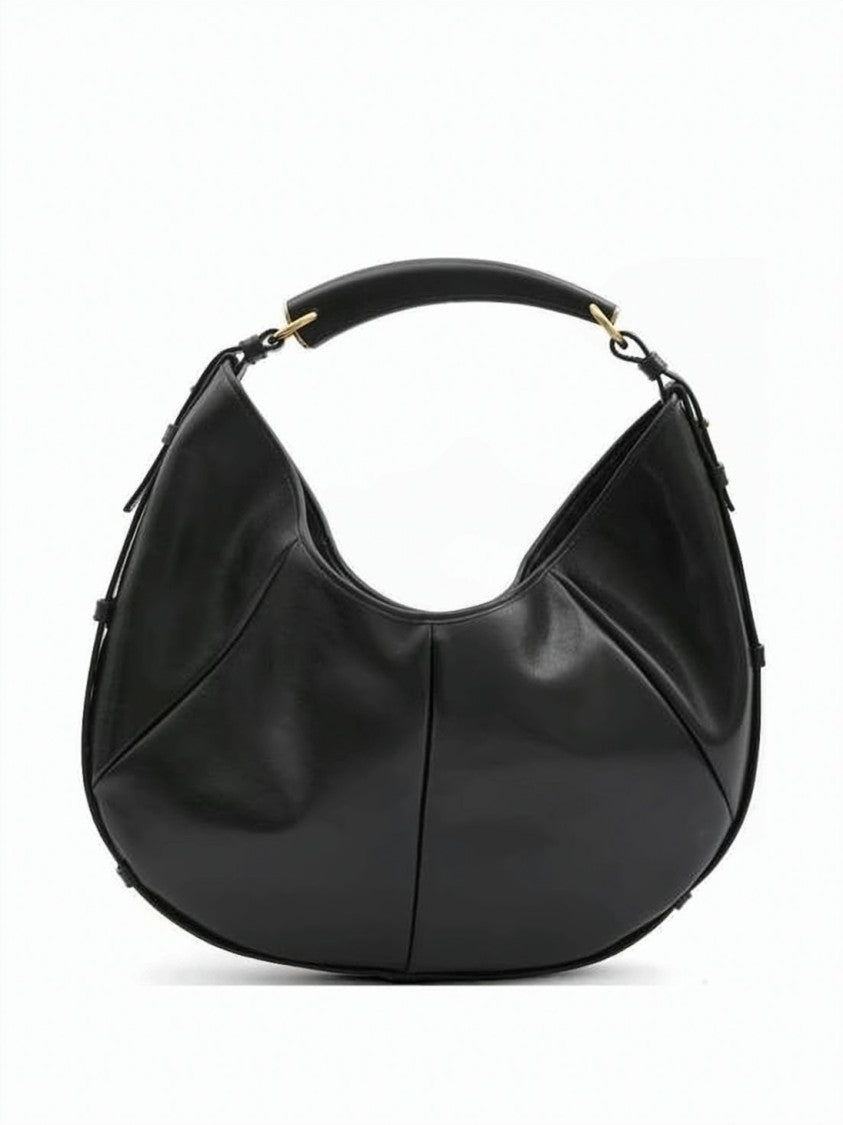 Saint Laurent Crescent Shape Calf Leather Shoulder Bag With Gold-Tone Hardware