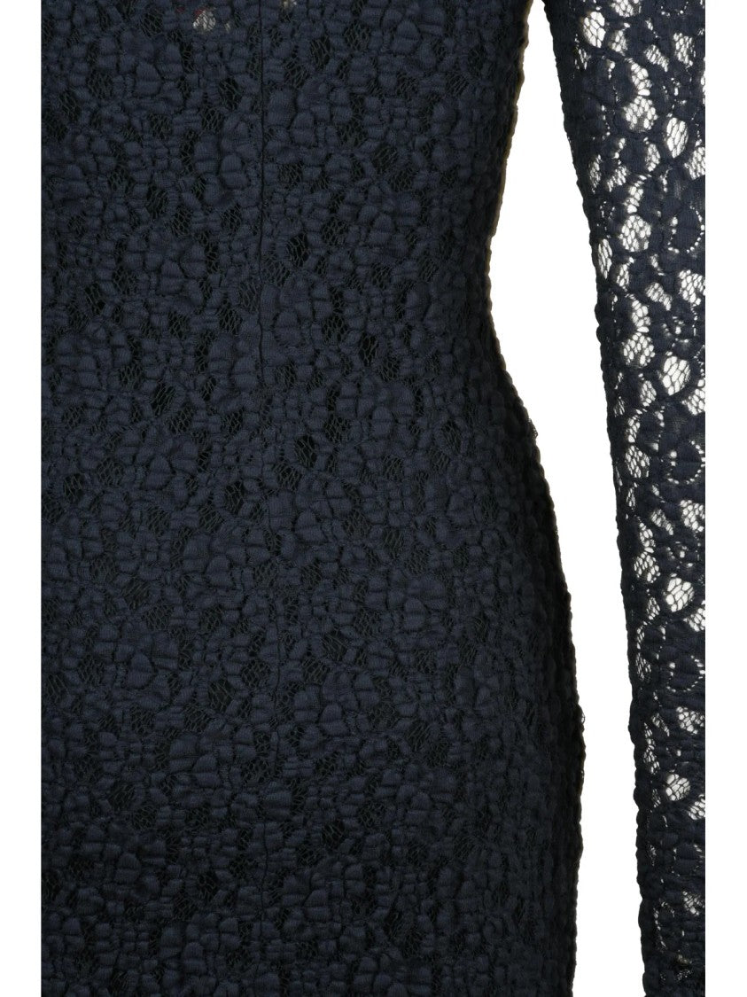 Max Mara Fitted Midi Dress In Stretch Bouclé With Sheer Sleeves