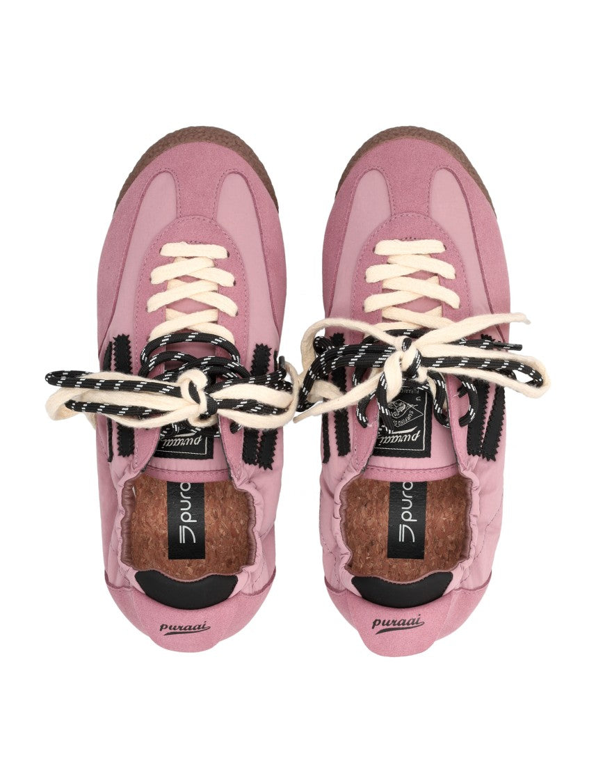Puraai Dusty Rose Sneakers With Black Zigzag Accents And Retro Vibe