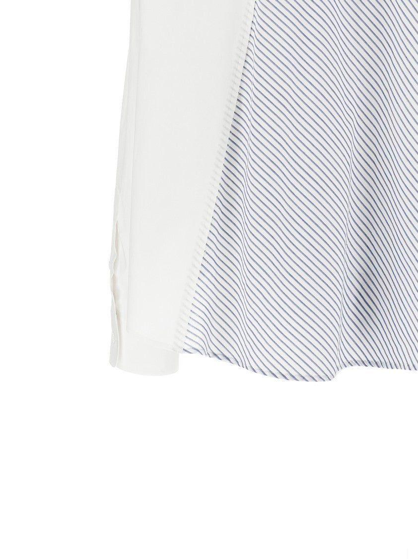 Mm6 By Maison Margiela Asymmetric Crop Shirt With Striped Back Insert