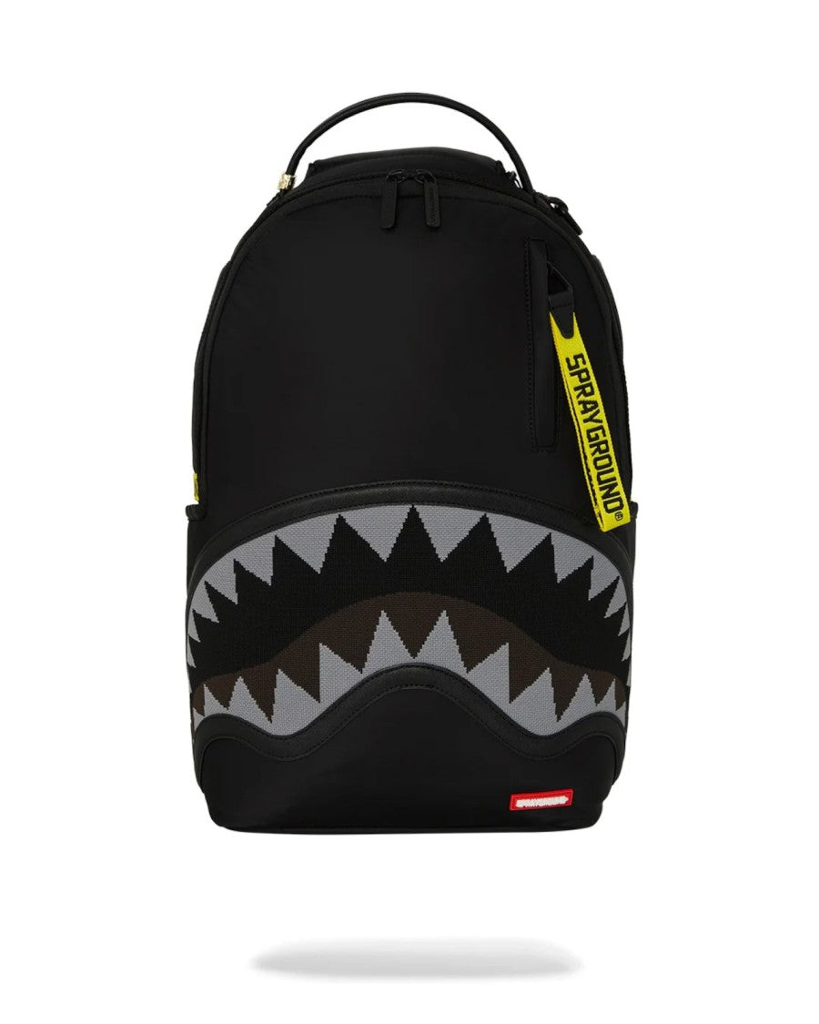 Sprayground Black Backpack With Bold Shark Mouth Design