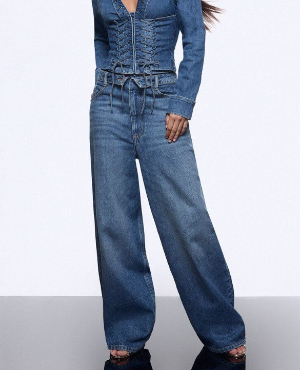 Liu Jo Wide-Leg Denim Jeans With Turned-Up Waistband