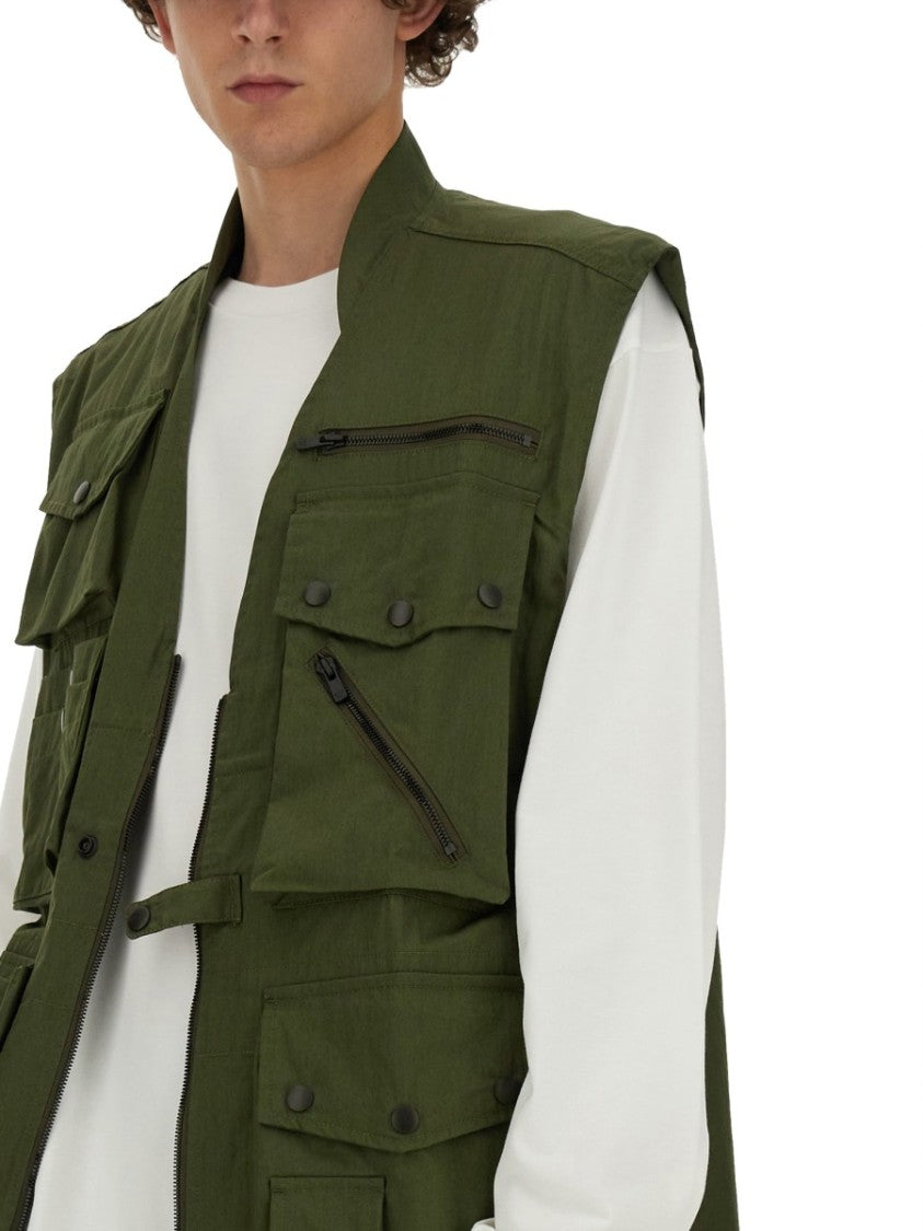 Needles Utility Vest With Multiple Pockets And Zip Closure