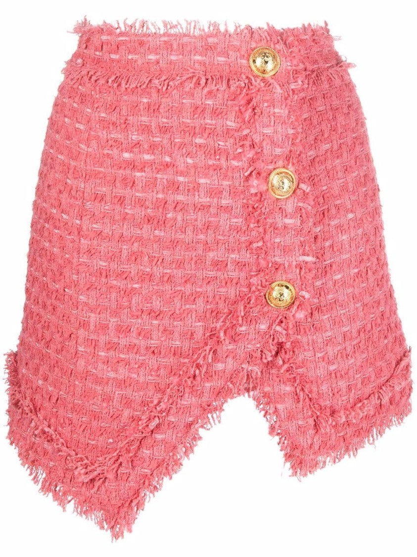 Balmain Asymetric Short Tweed Skirt