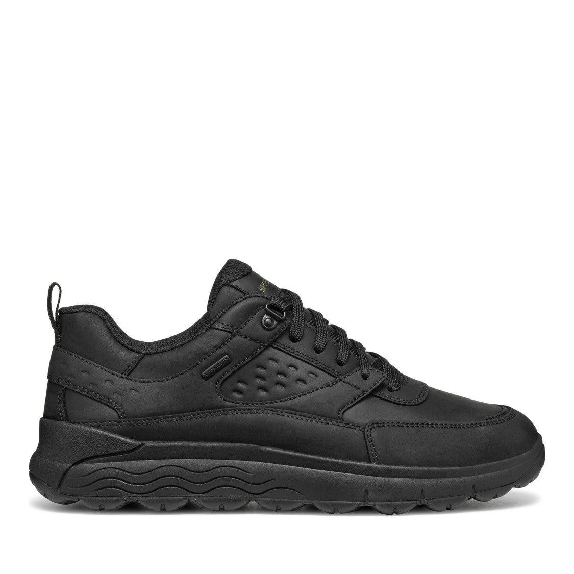 Geox Spherica Black All-Black Leather Sneakers