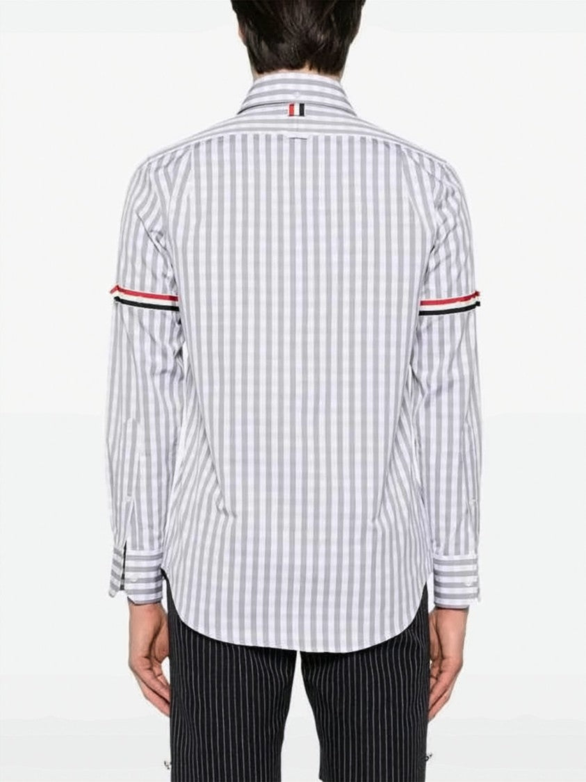 Thom Browne Checkered Long-Sleeve Shirt With Distinctive Stripes