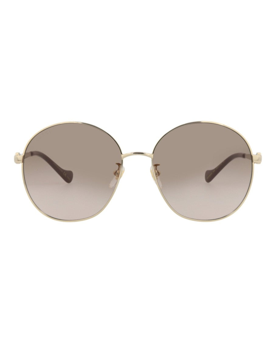 Gucci Round-Frame Metal Sunglasses