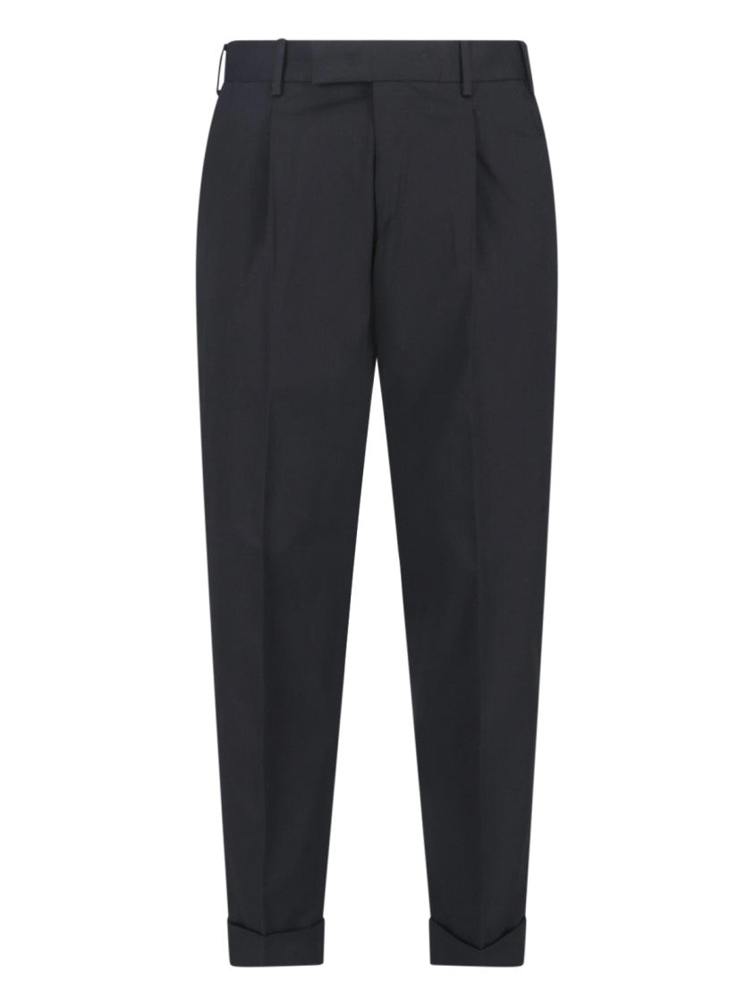 Pt Torino Tailored Black Trousers With Straight Leg Silhouette