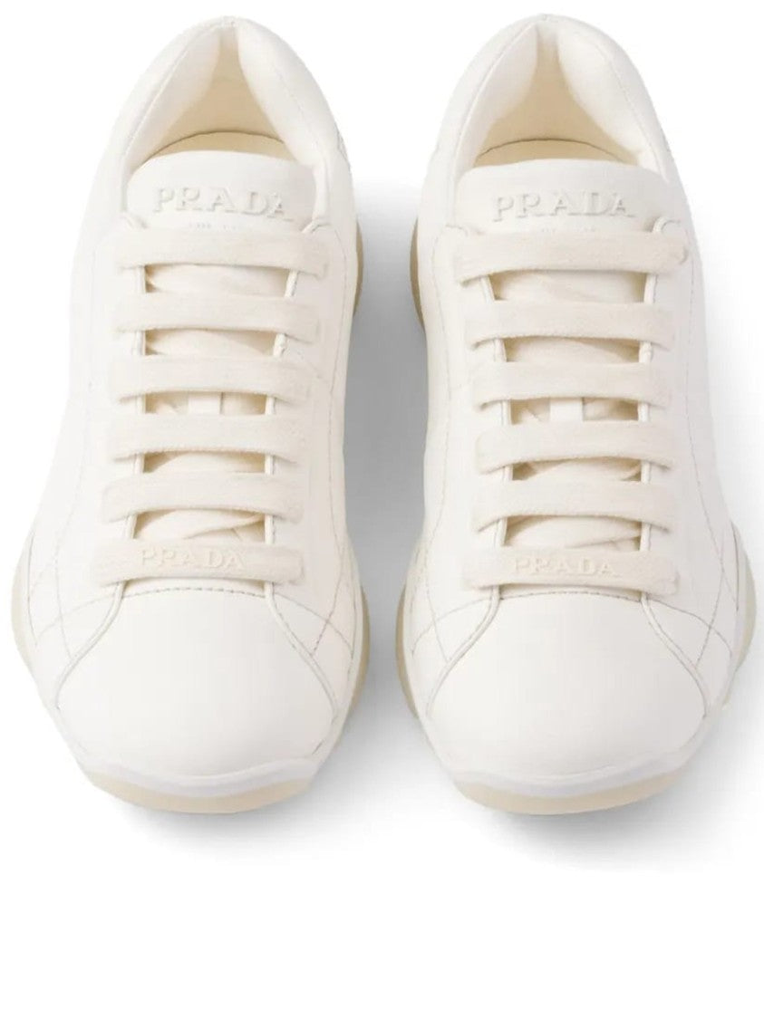 Prada White Spin Nappa Leather Sneakers