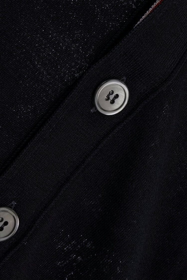 Thom Browne Classic V-Neck Cardigan With Striped Cuffs