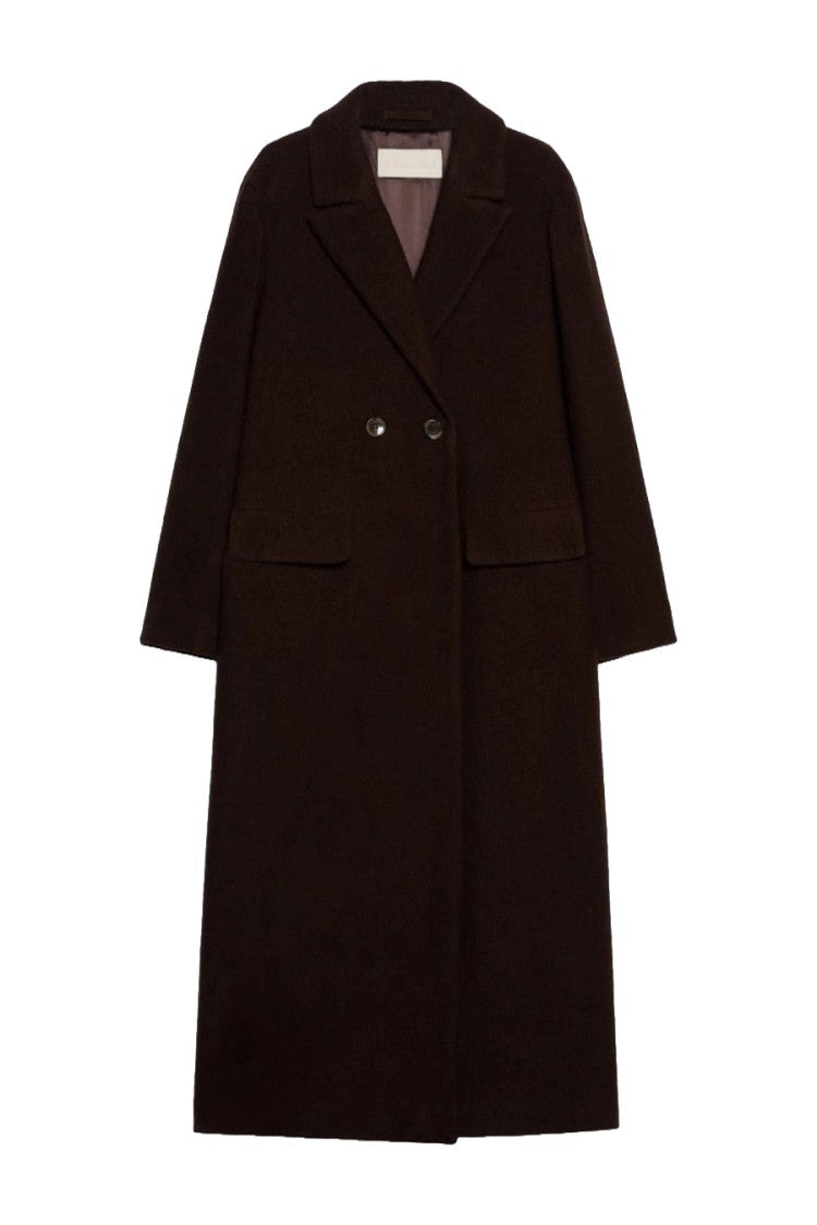 I Blues Dark Brown Double-Breasted Long Coat