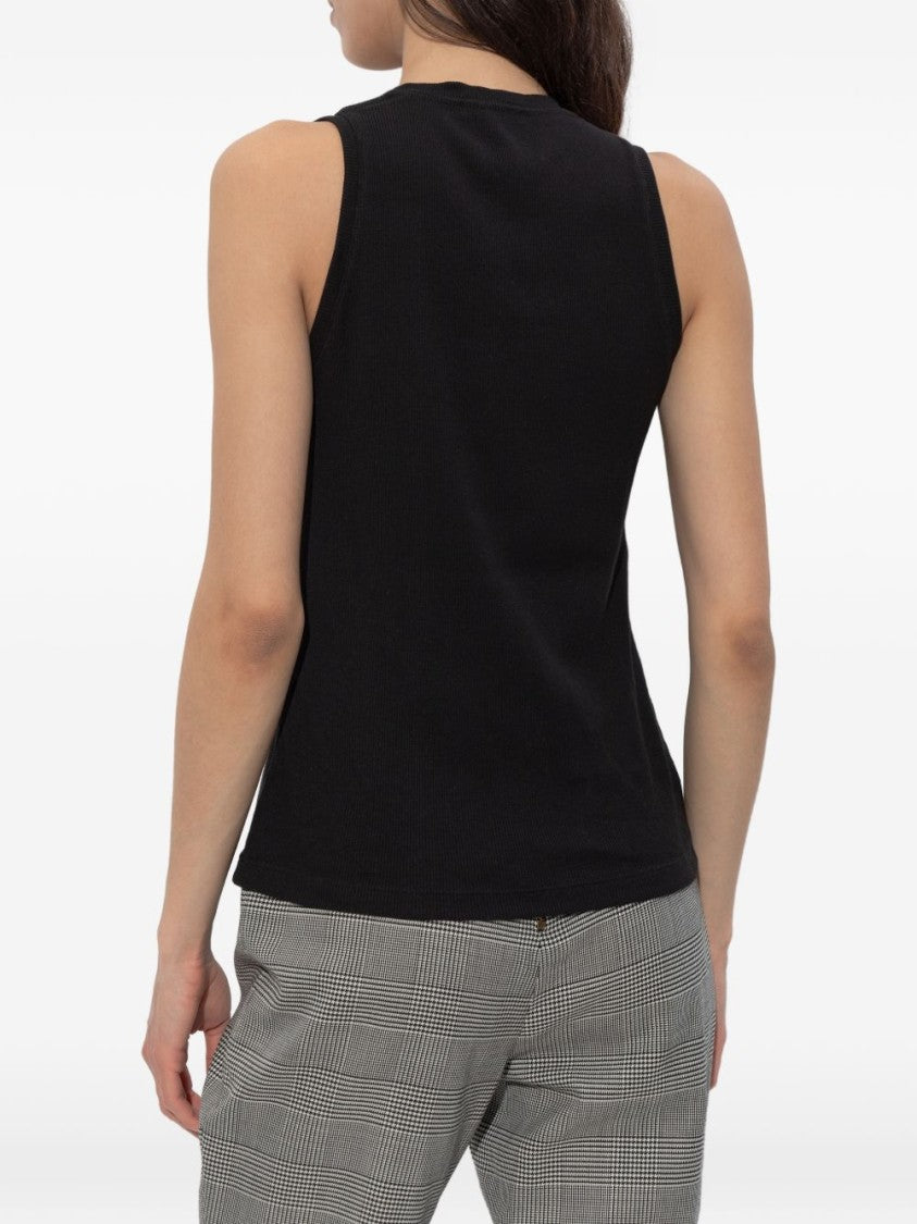 Balmain Black Minimalist Sleeveless Crew Neck Top